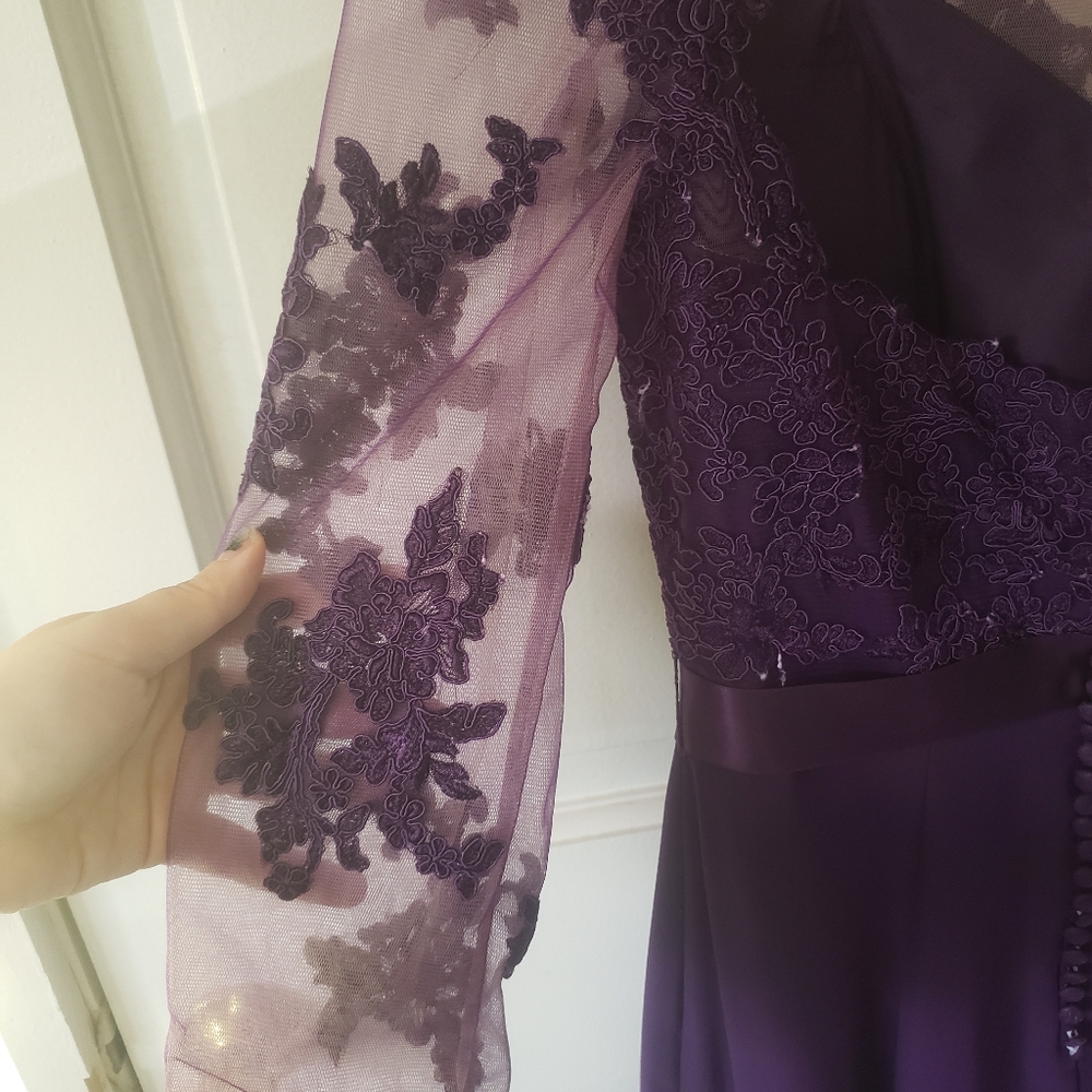 Plum Mother of the Bride Bridesmaid Dress Lace 10 - Picture 7 of 15